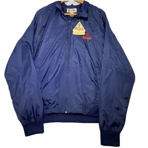 Vintage Rainer R Beer Wind Breaker Jacket Men's Size Large Blue Embroidered Logo